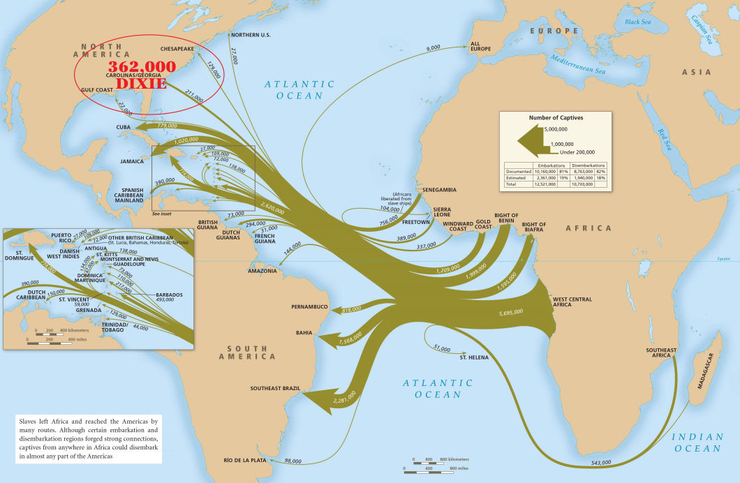 map of the stream of slaves